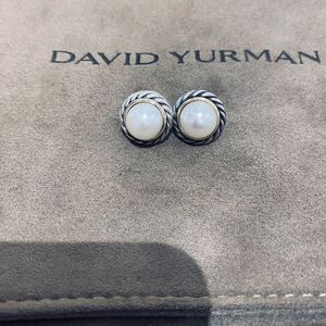COPY - David Yurman Crossover Cable Pearl and gold 14k stud earrings silver 925